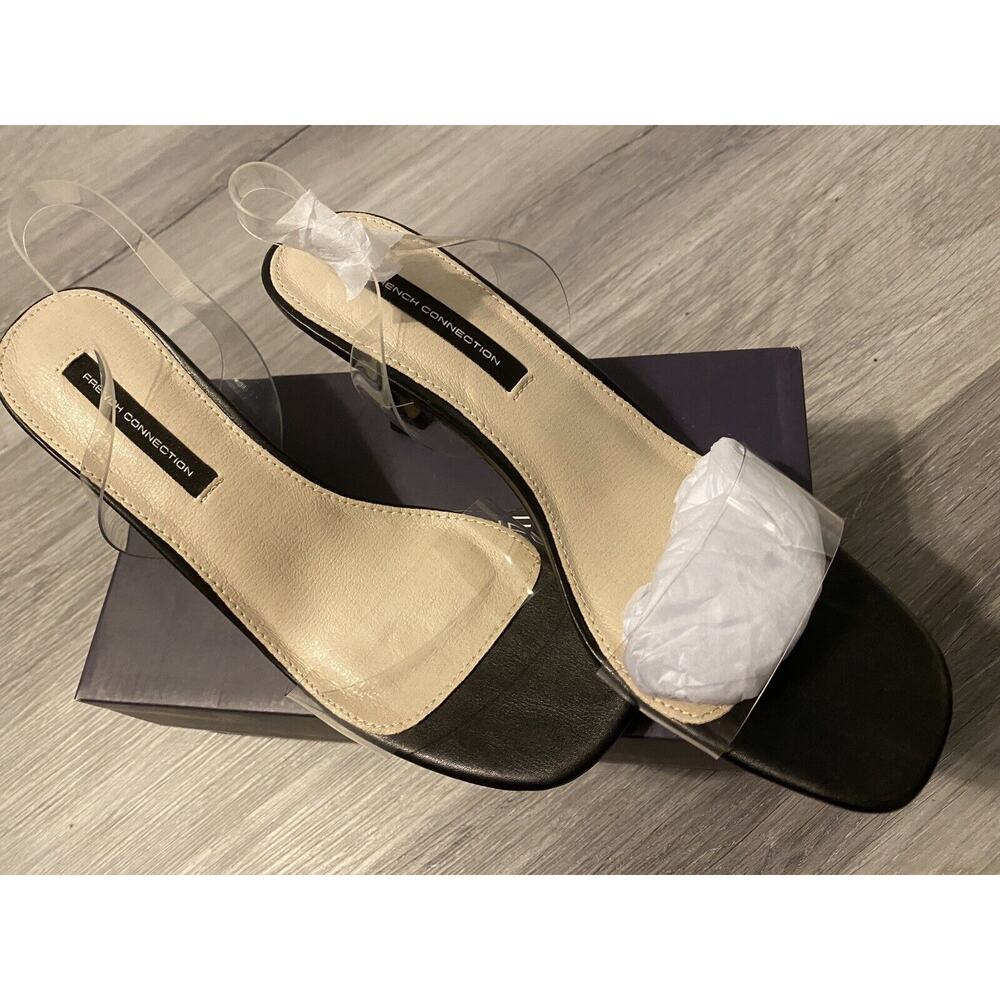 French Connection Black Sandals with Clear Straps